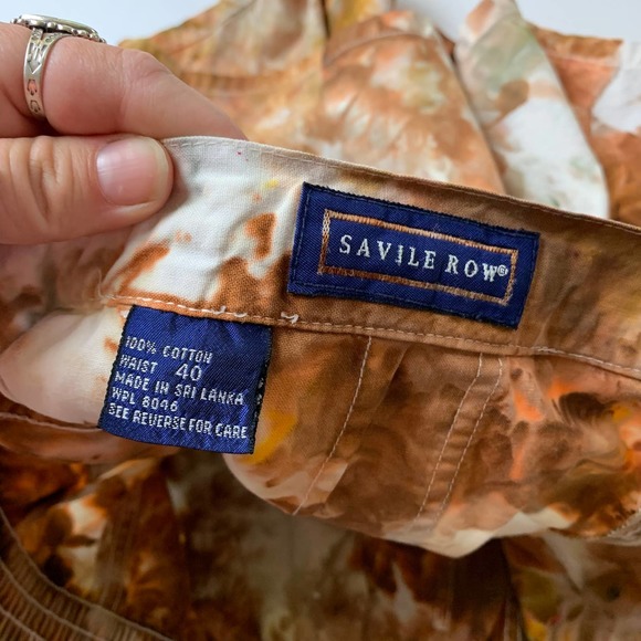 Hand Dyed Red Orange Ice Dye Men's Size 40 Shorts Tie Dye Festival 4" Inseam - Picture 6 of 9